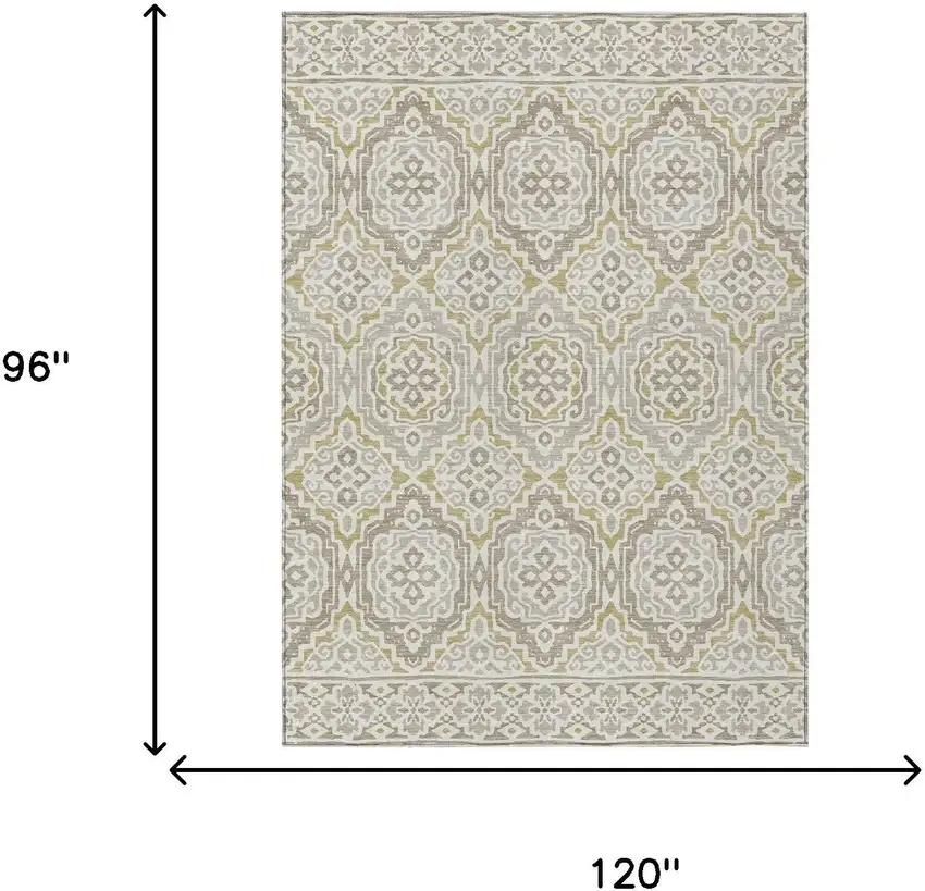 Ivory And Denim Blue Tribal Washable Indoor Outdoor Area Rug Photo 8