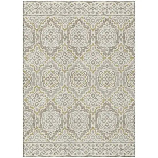 Ivory And Denim Blue Tribal Washable Indoor Outdoor Area Rug Photo 2