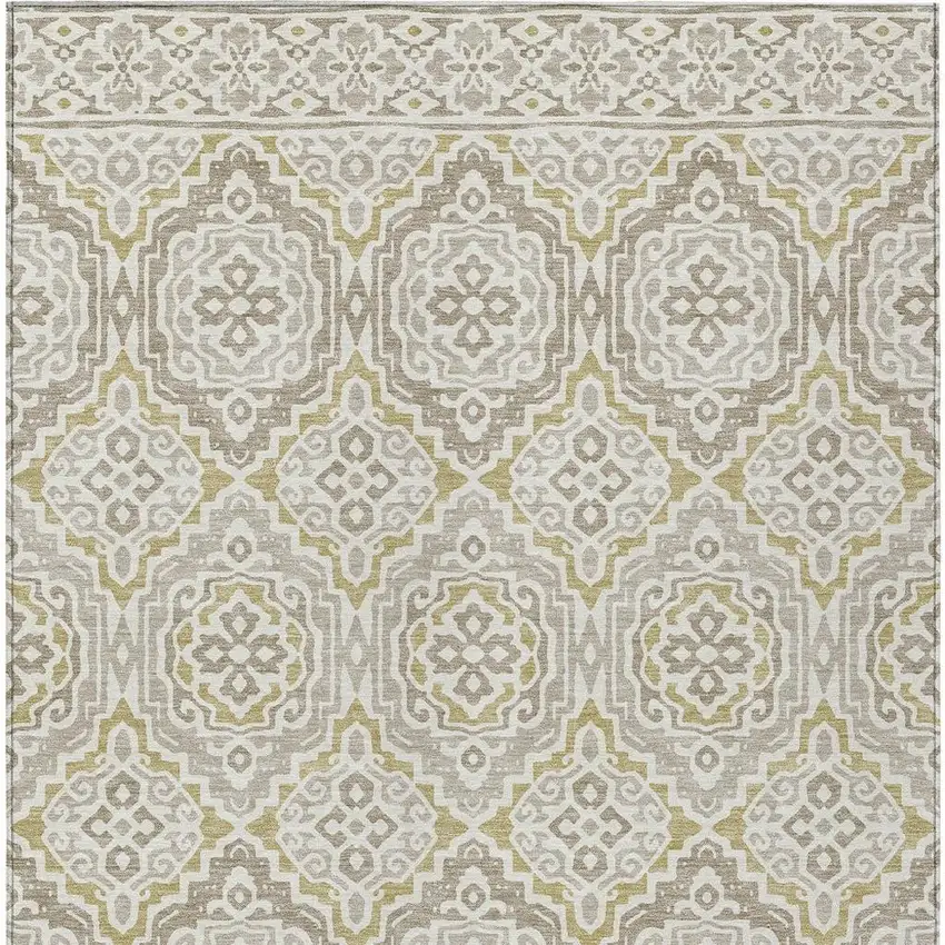 Ivory And Denim Blue Tribal Washable Indoor Outdoor Area Rug Photo 3