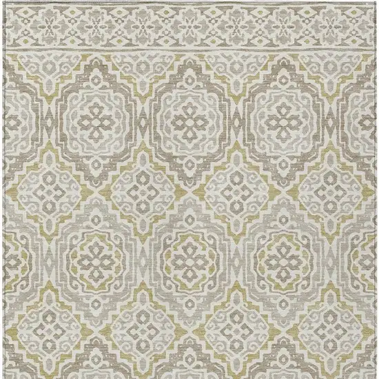Ivory And Denim Blue Tribal Washable Indoor Outdoor Area Rug Photo 3