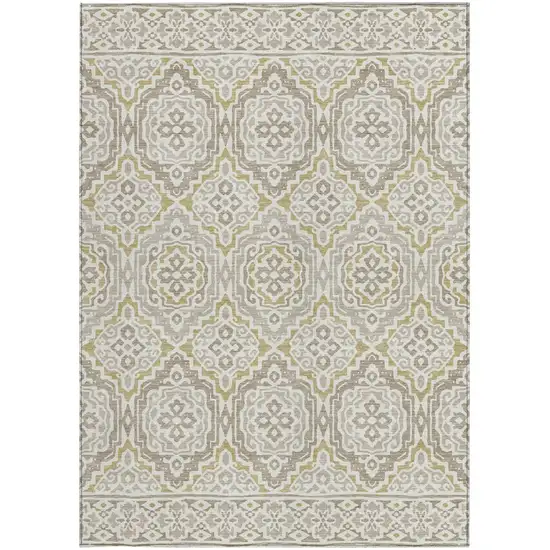 Ivory And Denim Blue Tribal Washable Indoor Outdoor Area Rug Photo 4