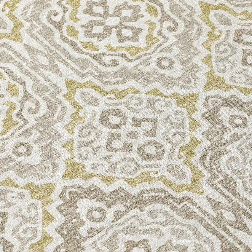 Ivory And Denim Blue Tribal Washable Indoor Outdoor Area Rug Photo 6