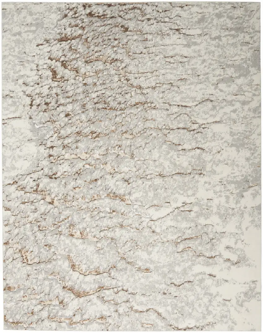 Ivory And Gold Abstract Area Rug Photo 6