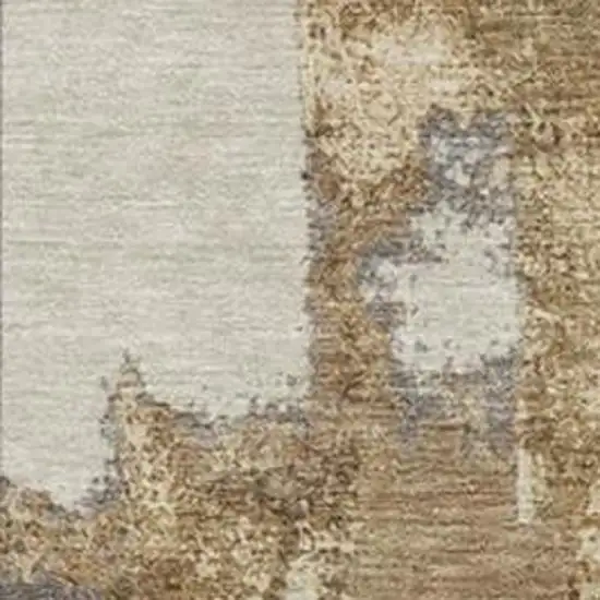 Ivory And Gold Abstract Washable Indoor Outdoor Area Rug Photo 3