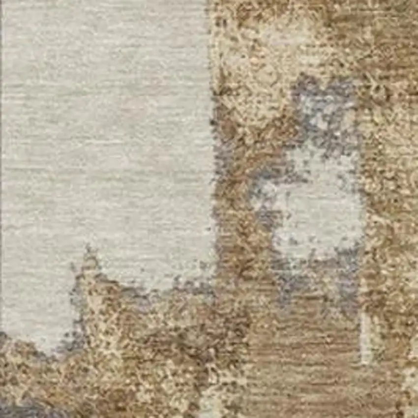 Ivory And Gold Abstract Washable Indoor Outdoor Area Rug Photo 3