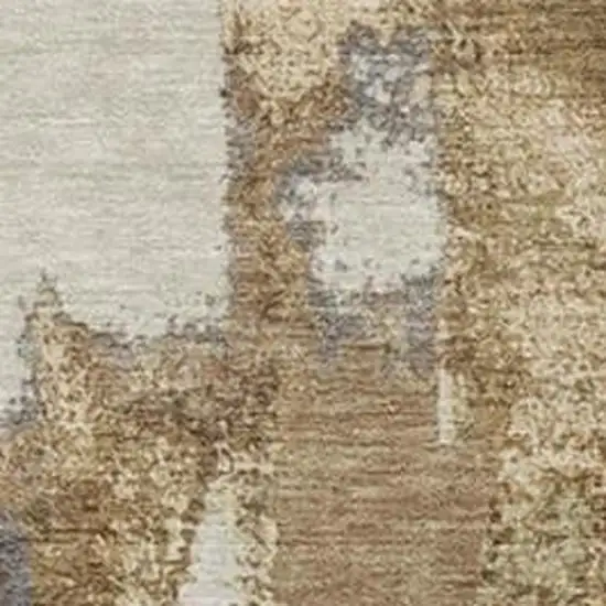 Ivory And Gold Abstract Washable Indoor Outdoor Area Rug Photo 3