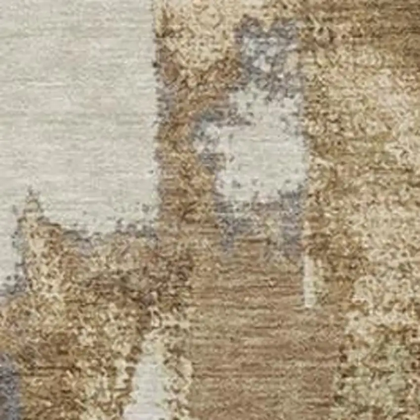 Ivory And Gold Abstract Washable Indoor Outdoor Area Rug Photo 3