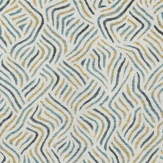 Ivory And Gold Abstract Washable Indoor Outdoor Area Rug Photo 2