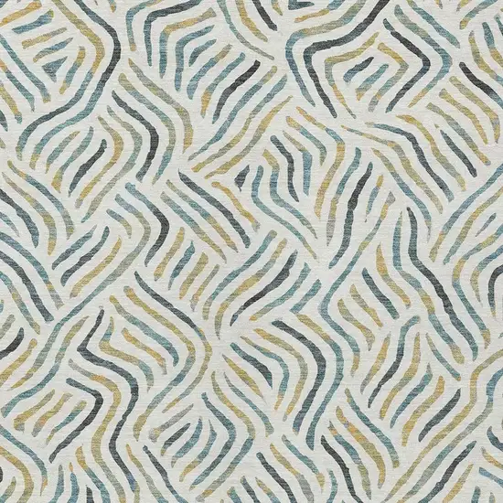 Ivory And Gold Abstract Washable Indoor Outdoor Area Rug Photo 2