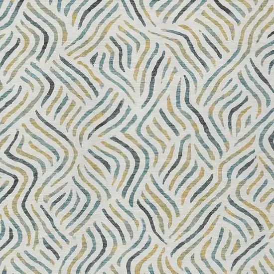 Ivory And Gold Abstract Washable Indoor Outdoor Area Rug Photo 2