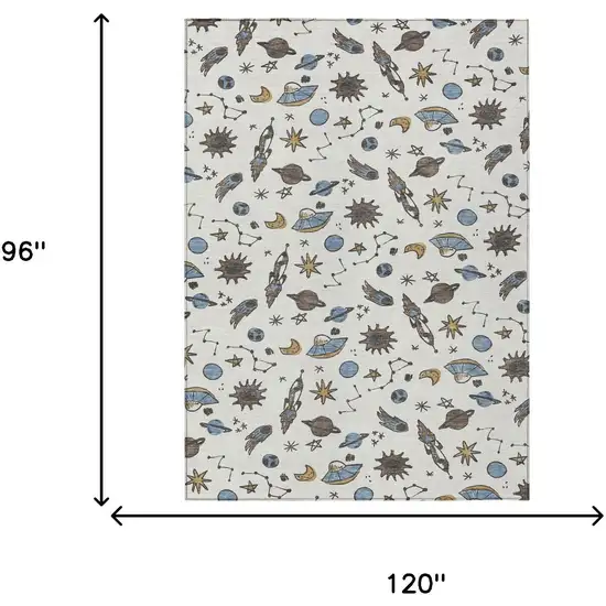 Ivory And Gold Animal Print Washable Indoor Outdoor Area Rug Photo 6