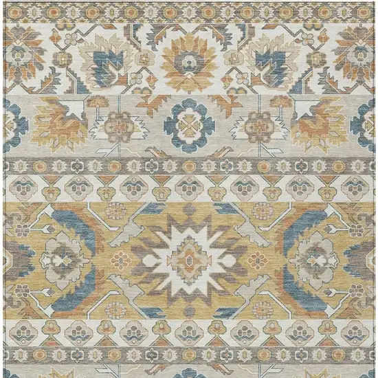 Ivory And Gold Cactus Washable Indoor Outdoor Area Rug Photo 3