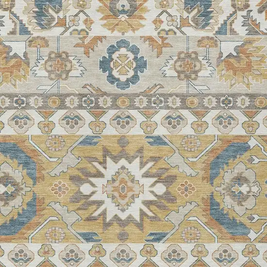 Ivory And Gold Cactus Washable Indoor Outdoor Area Rug Photo 2