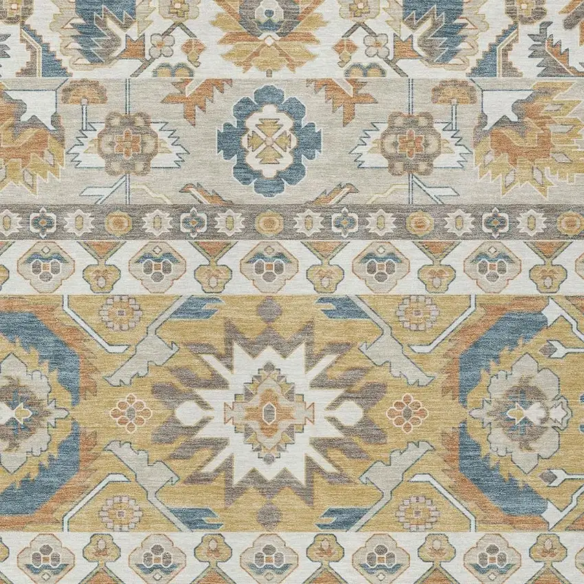 Ivory And Gold Cactus Washable Indoor Outdoor Area Rug Photo 2