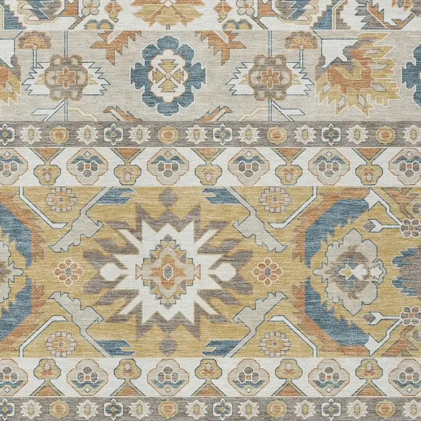Ivory And Gold Cactus Washable Indoor Outdoor Area Rug Photo 2