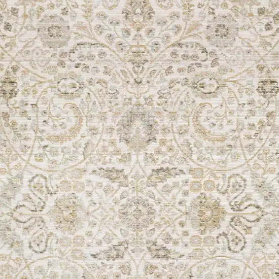 Ivory And Gold Floral Area Rug Photo 3