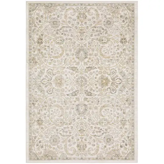 Ivory And Gold Floral Area Rug Photo 2