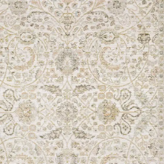 Ivory And Gold Floral Area Rug Photo 3