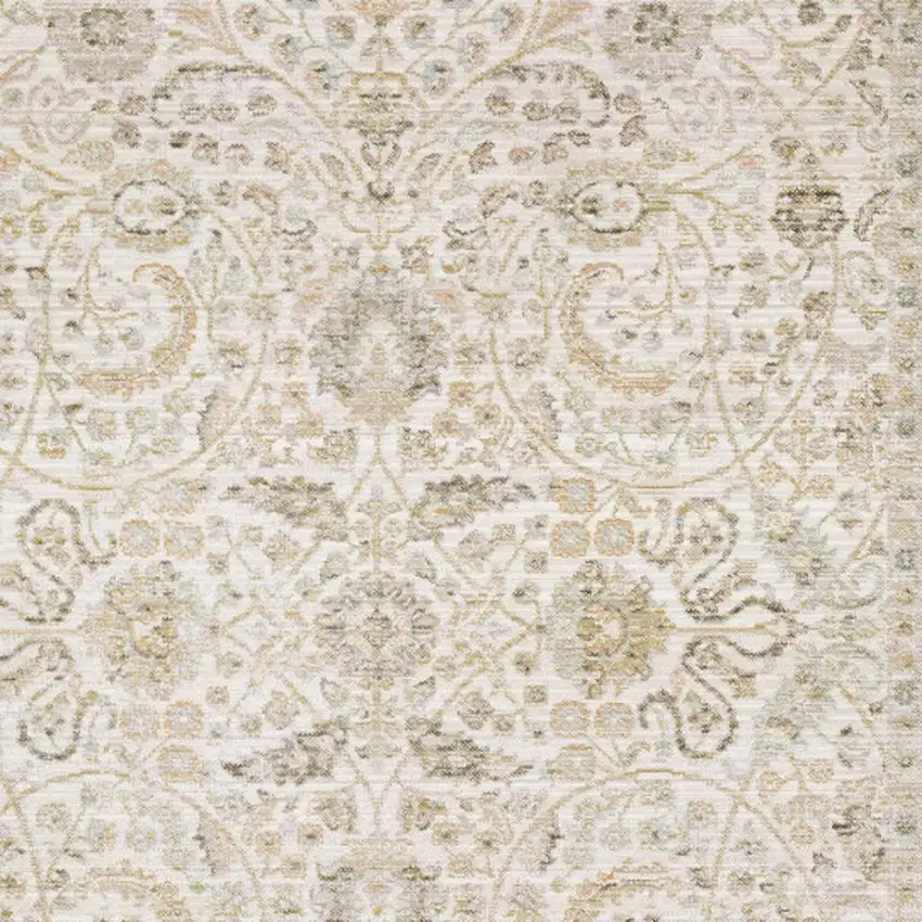 Ivory And Gold Floral Area Rug Photo 3