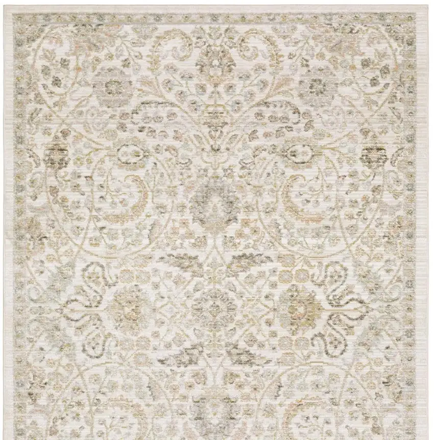 Ivory And Gold Floral Area Rug Photo 4