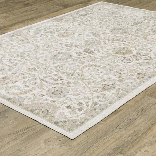 Ivory And Gold Floral Area Rug Photo 8
