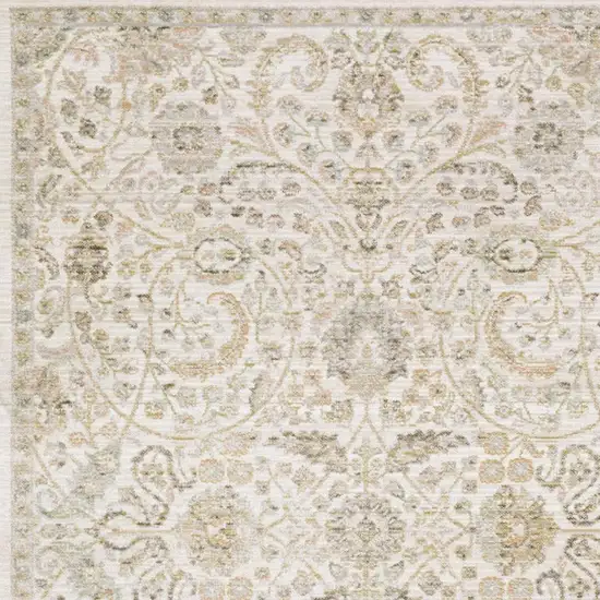 Ivory And Gold Floral Area Rug Photo 3