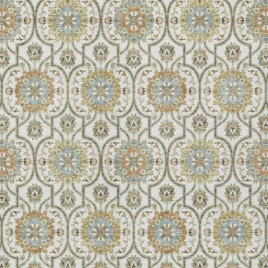 Ivory And Gold Floral Medallion Washable Indoor Outdoor Area Rug Photo 5