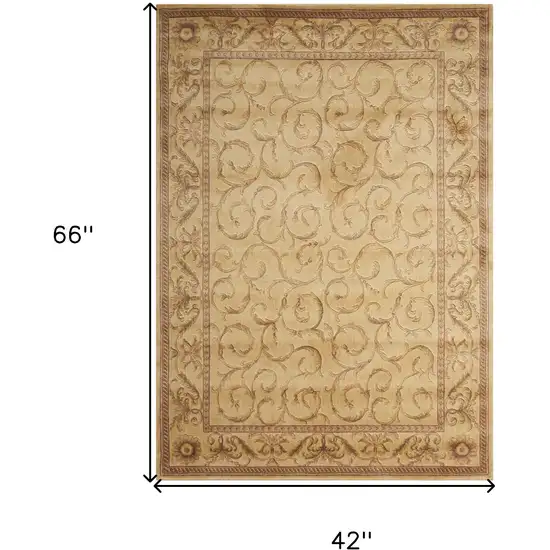 Ivory And Gold Floral Non Skid Area Rug Photo 3