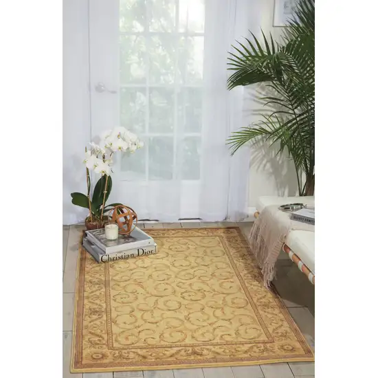 Ivory And Gold Floral Non Skid Area Rug Photo 5