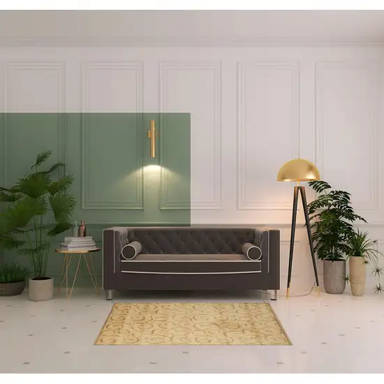 Ivory And Gold Floral Non Skid Area Rug Photo 1