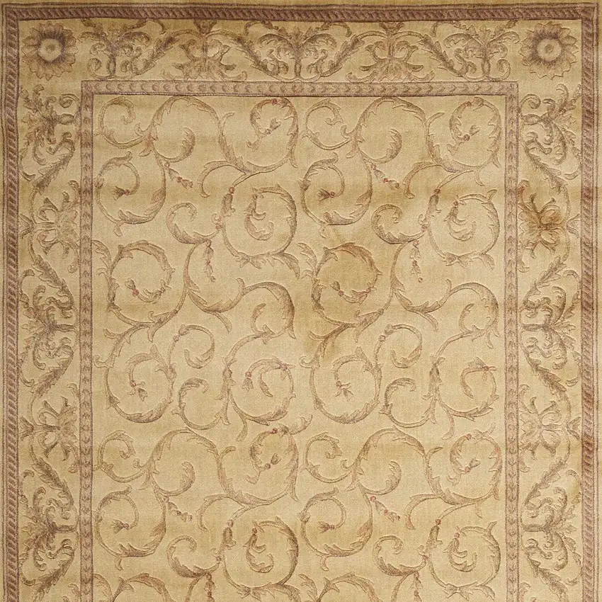 Ivory And Gold Floral Non Skid Area Rug Photo 7