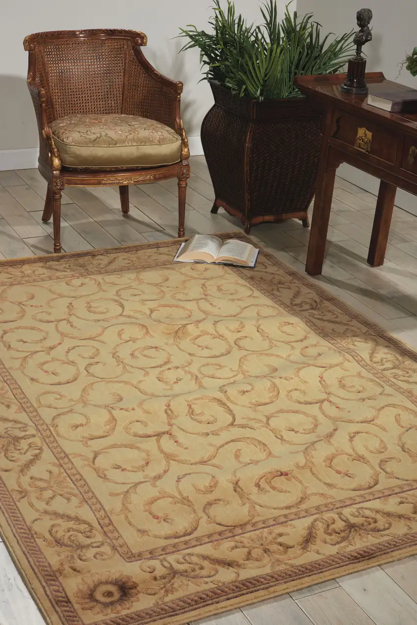 Ivory And Gold Floral Non Skid Area Rug Photo 4