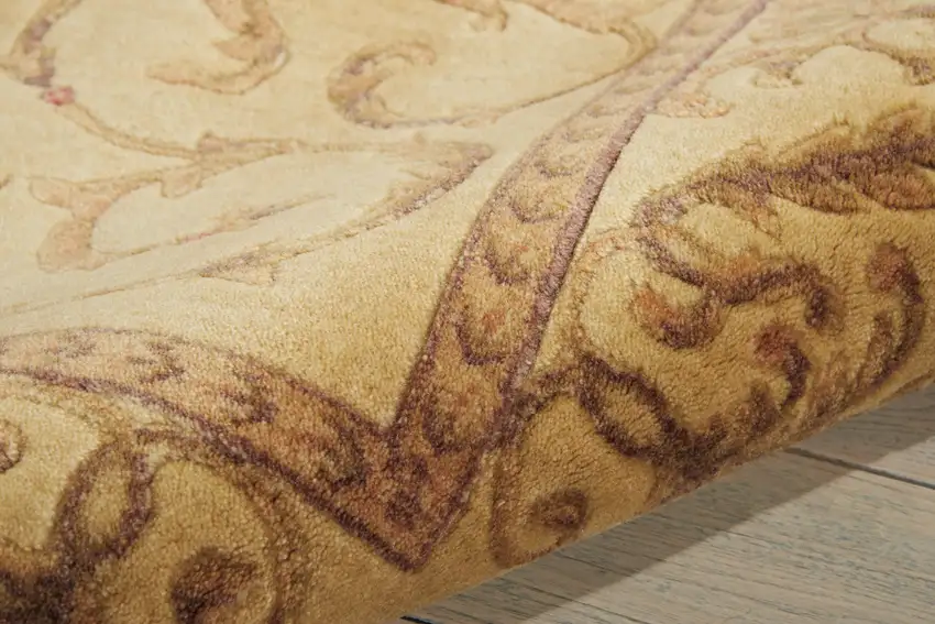 Ivory And Gold Floral Non Skid Area Rug Photo 9