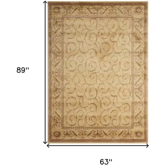 Ivory And Gold Floral Non Skid Area Rug Photo 3