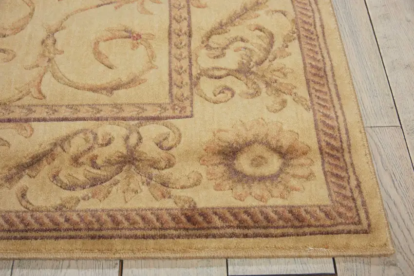 Ivory And Gold Floral Non Skid Area Rug Photo 6