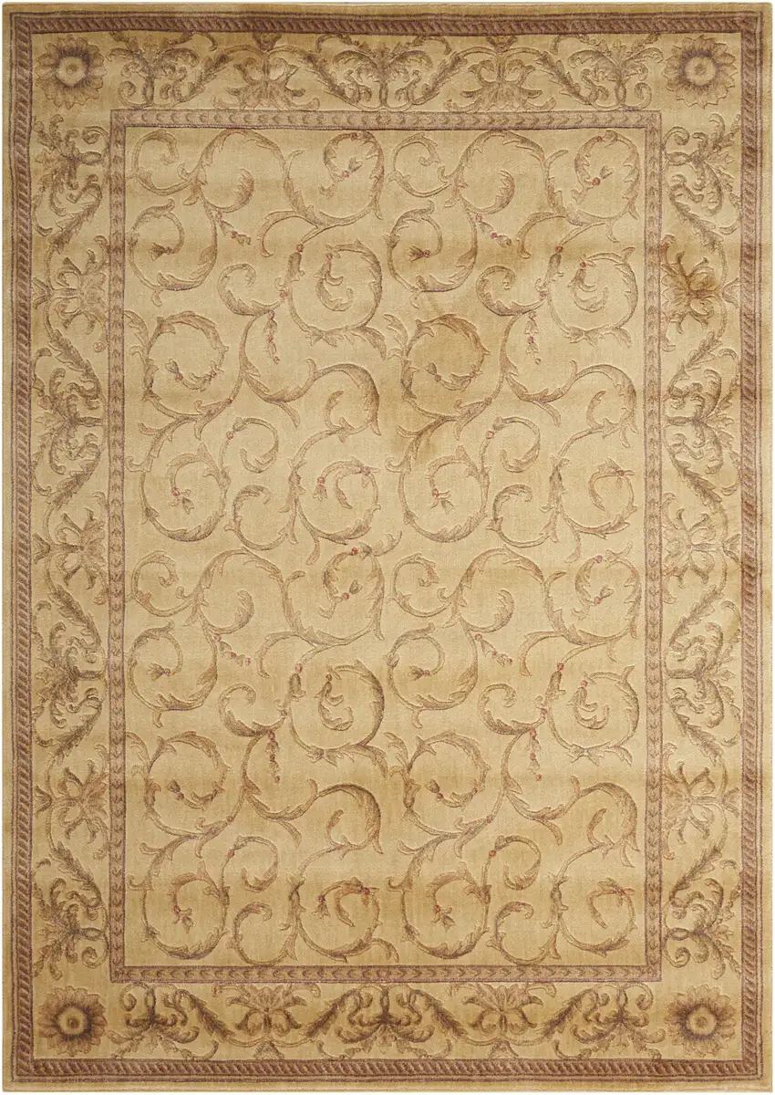 Ivory And Gold Floral Non Skid Area Rug Photo 7