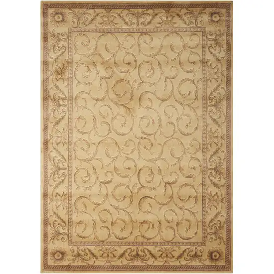Ivory And Gold Floral Non Skid Area Rug Photo 2