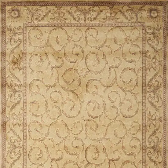 Ivory And Gold Floral Non Skid Area Rug Photo 3