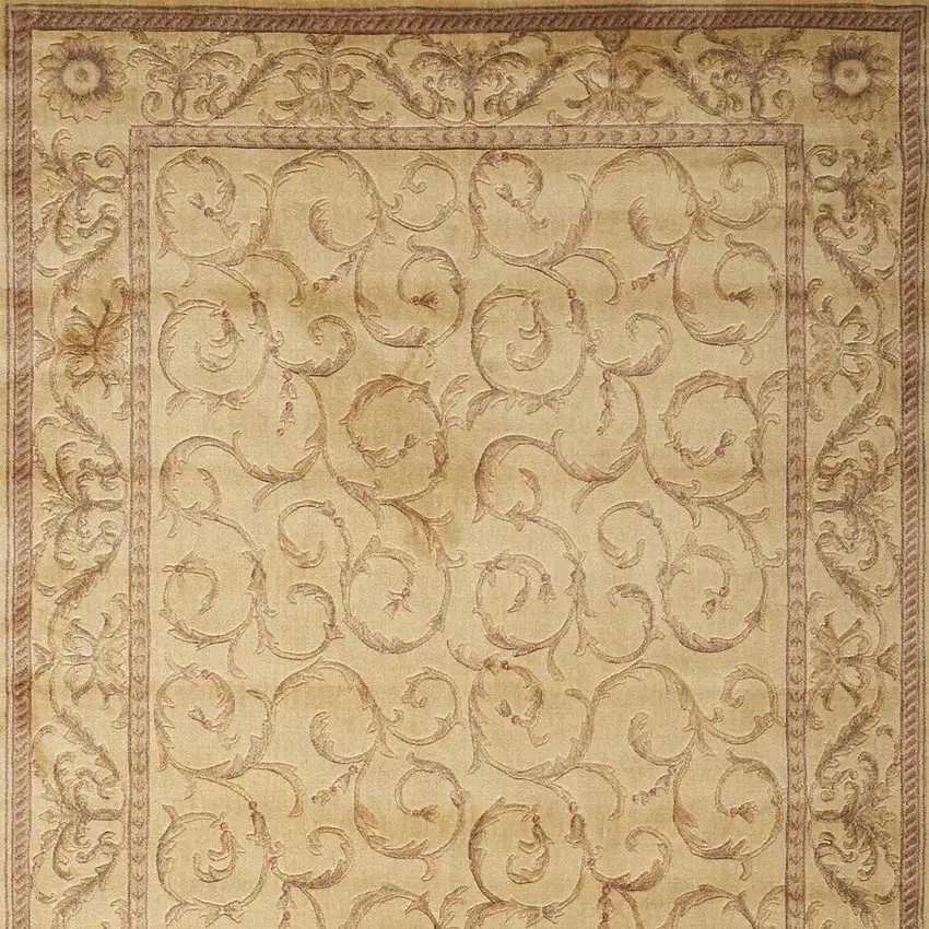 Ivory And Gold Floral Non Skid Area Rug Photo 3