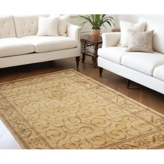 Ivory And Gold Floral Non Skid Area Rug Photo 1