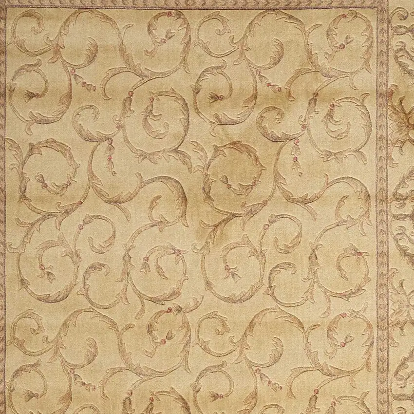 Ivory And Gold Floral Non Skid Area Rug Photo 5