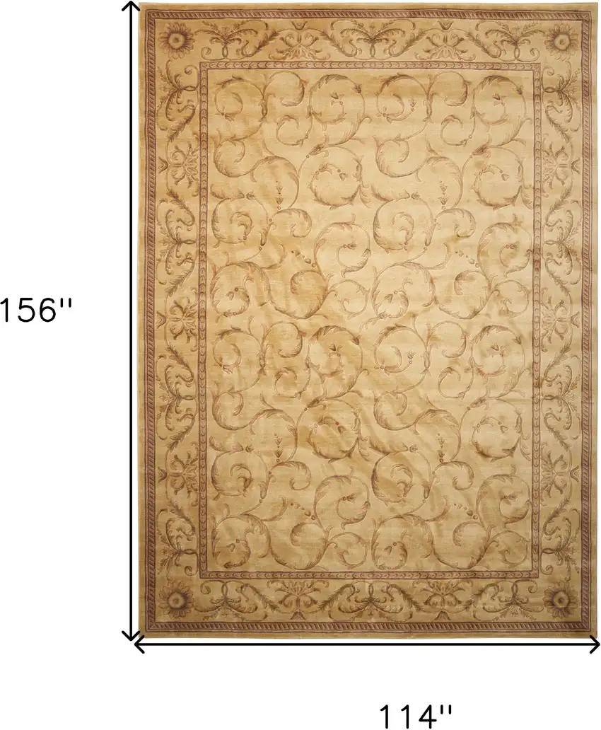 Ivory And Gold Floral Non Skid Area Rug Photo 3