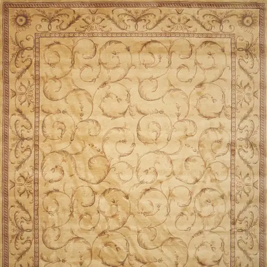 Ivory And Gold Floral Non Skid Area Rug Photo 5