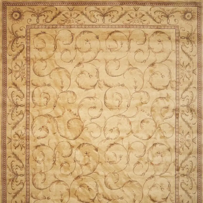 Ivory And Gold Floral Non Skid Area Rug Photo 5