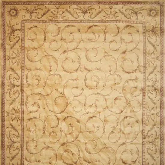 Ivory And Gold Floral Non Skid Area Rug Photo 7