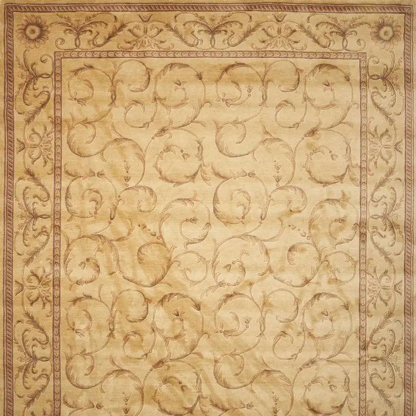 Ivory And Gold Floral Non Skid Area Rug Photo 7