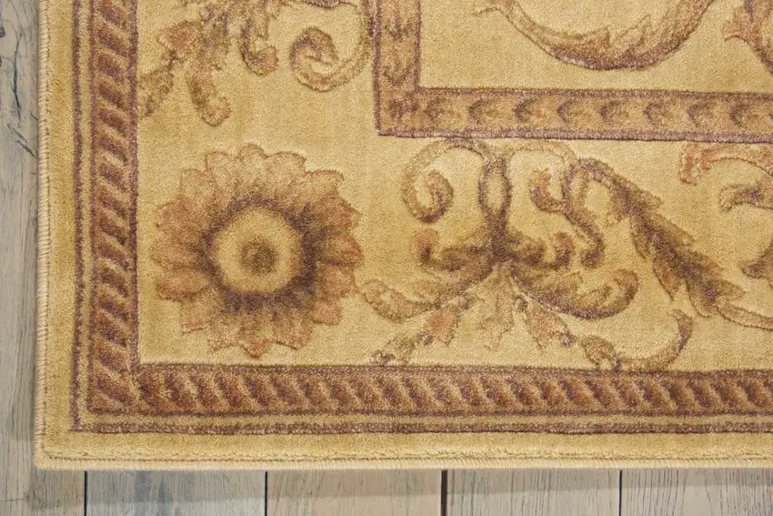 Ivory And Gold Floral Non Skid Area Rug Photo 8