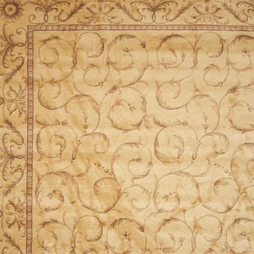 Ivory And Gold Floral Non Skid Area Rug Photo 6