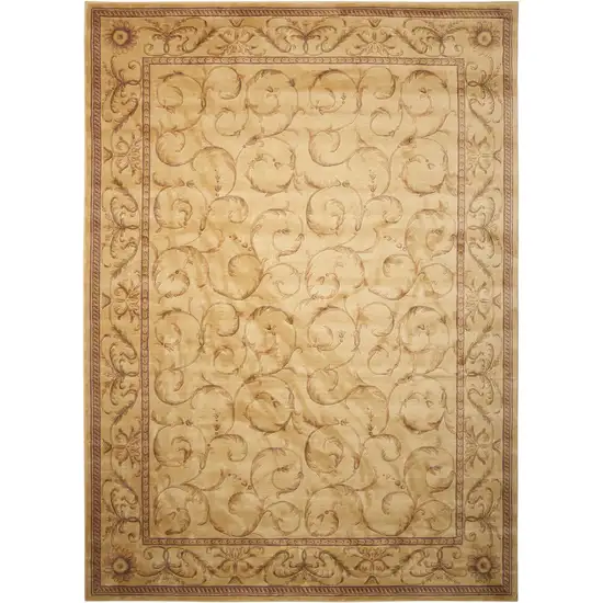 Ivory And Gold Floral Non Skid Area Rug Photo 2