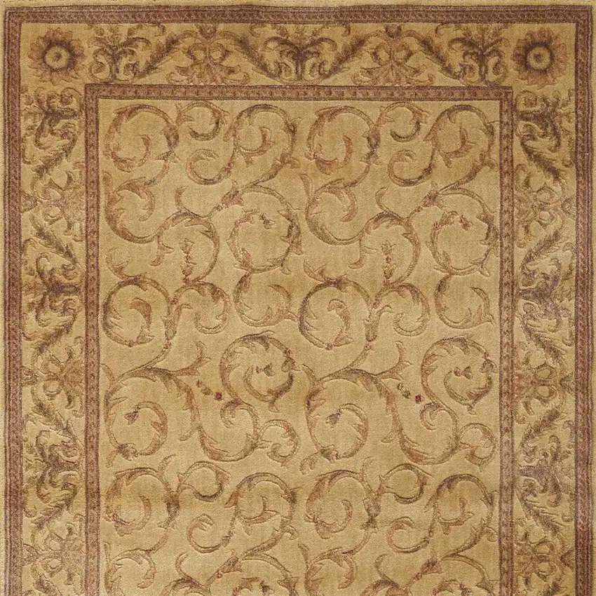 Ivory And Gold Floral Non Skid Area Rug Photo 4